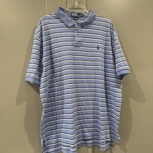 Ralph Lauren Polo Golf Shirt Men's XLL Cotton Lavender Stripe Embroidered  Pony